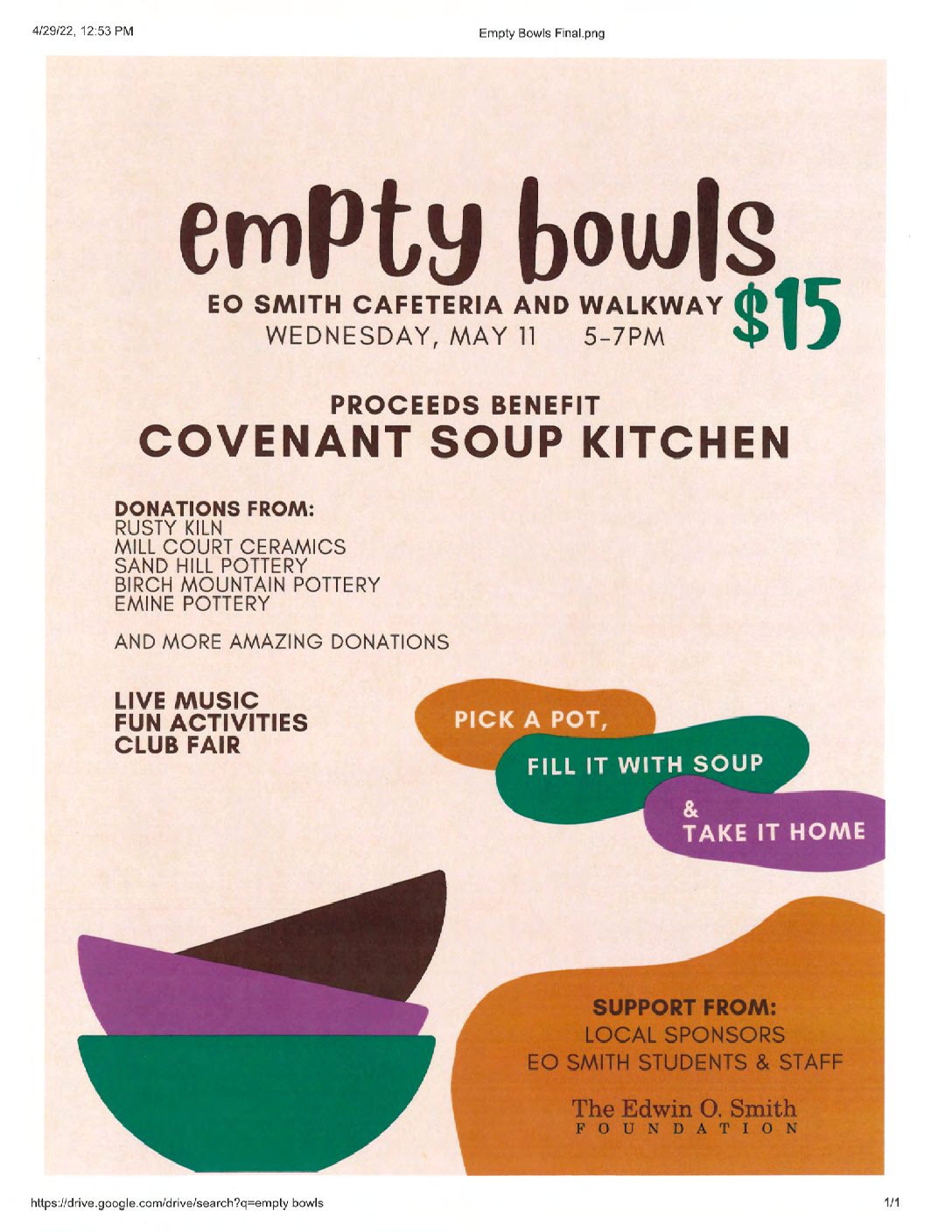 Empty Bowls on May 11