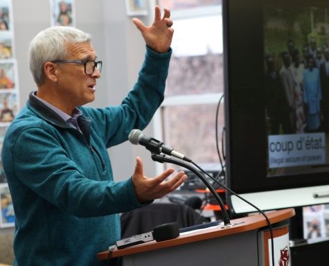 Carl Wilkens spoke of his experiences in Rwanda, showing why a Genocide course is so important. 
